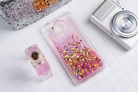 Чехол Glitter для Xiaomi Redmi 4x / 4х Pro Бампер Жидкий блеск звезды розовый