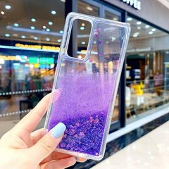 Чехол Glitter для Xiaomi Redmi Note 10 Pro бампер жидкий блеск Фиолетовый