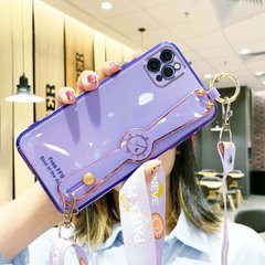 Чехол Luxury для Iphone 11 Pro бампер с ремешком Purple