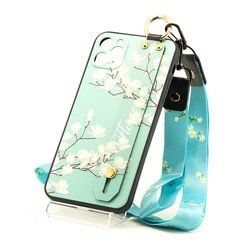 Чехол Lanyard для Iphone 11 Pro бампер с ремешком Cyan