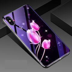 Чехол Glass-Case для Iphone XS бампер стеклянный Flowers