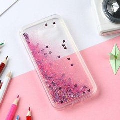 Чехол Glitter для Samsung Galaxy A3 2017 / A320 Бампер Жидкий блеск сердце розовый