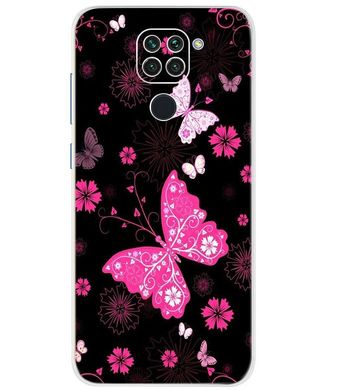 Чехол Print для Xiaomi Redmi Note 9 силиконовый бампер Butterfly Pink