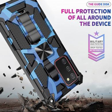 Чехол Military Shield для Samsung Galaxy A02s / A025 бампер противоударный с подставкой Blue