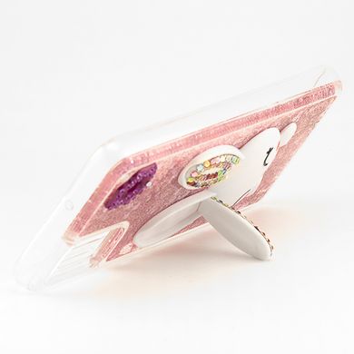 Чохол Glitter для Samsung Galaxy A51 2020 / A515 бампер Рідкий блиск акваріум Заєць Рожевий