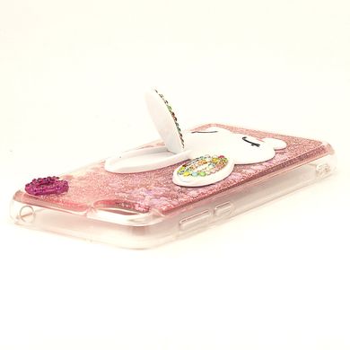 Чехол Glitter для Honor 7A (DUA-L22) 5.45" бампер Жидкий блеск аквариум Заяц Розовый
