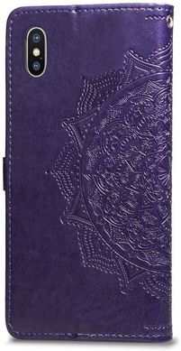 Чехол Vintage для IPhone XS книжка с узором кожа PU фиолетовый