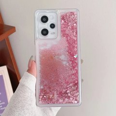 Чехол Glitter для Xiaomi Redmi Note 12 5G бампер жидкий блеск аквариум розовый