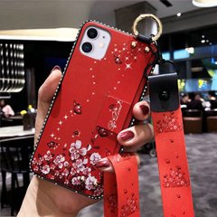 Чехол Lanyard для Iphone 12 бампер с ремешком Red