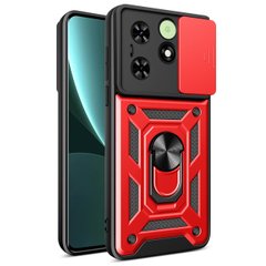 Чехол Hide Shield для Tecno Spark Go 2024 / BG6 бампер противоударный с подставкой кольцом Red