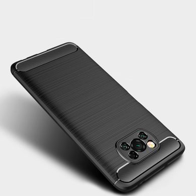 Чехол Carbon для Xiaomi Poco X3 / X3 Pro бампер противоударный Black