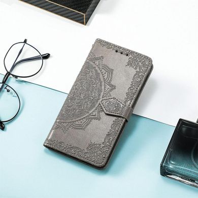 Чехол Vintage для Xiaomi Redmi Note 10 Pro книжка кожа PU с визитницей серый