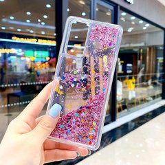 Чехол Glitter для Xiaomi Redmi Note 10 / Note 10S бампер жидкий блеск Розовый