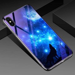 Чехол Glass-Case для Iphone XS бампер стеклянный Wolf