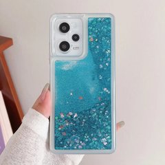 Чехол Glitter для Xiaomi Redmi Note 12 5G бампер жидкий блеск аквариум синий
