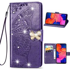 Чехол Butterfly для Xiaomi Redmi Note 8 Pro Книжка кожа PU фиолетовый со стразами