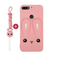 Чехол Funny-Bunny 3D для Huawei Y7 2018 / Y7 Prime 2018 (5.99") Бампер резиновый розовый