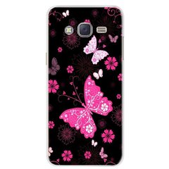 Чехол Print для Samsung J3 2016 / J320 / J300 силиконовый бампер Бабочки розовые
