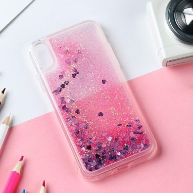 Чохол Glitter для Iphone X бампер рідкий блиск Серце Рожевий
