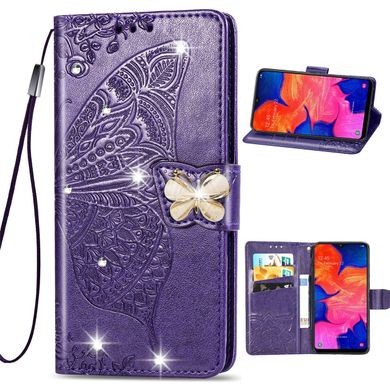 Чехол Butterfly для Xiaomi Redmi Note 8 Pro Книжка кожа PU фиолетовый со стразами