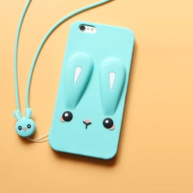 Чохол Funny-Bunny 3D для IPhone SE 2020 Бампер гумовий блакитний