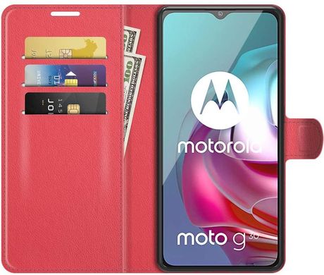 Чехол IETP для Motorola Moto G10 книжка кожа PU с визитницей красный