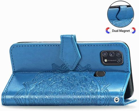 Чехол Vintage для Samsung Galaxy M31 / M315 книжка женский с визитницей голубой