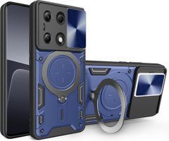 Чехол Magnetic Shield для Xiaomi Redmi Note 13 бампер противоударный с подставкой кольцом Blue