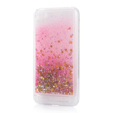 Чехол Glitter для Xiaomi Redmi 5a Бампер Жидкий блеск звезды розовый
