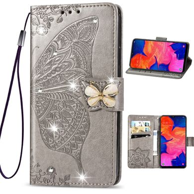 Чехол Butterfly для Xiaomi Redmi Note 8 Pro Книжка кожа PU серый со стразами
