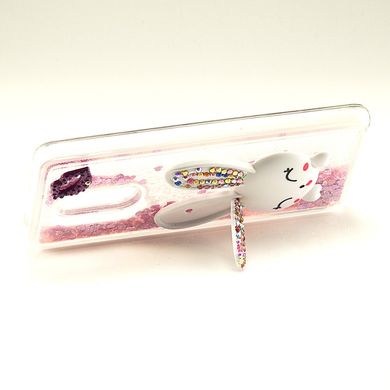 Чехол Glitter для Xiaomi Redmi 5 Plus 5.99" бампер жидкий блеск Заяц Розовый