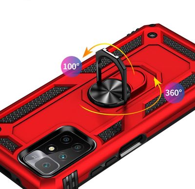 Чехол Shield для Xiaomi Redmi 10 бампер противоударный с подставкой кольцом Red