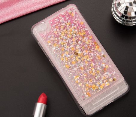 Чехол Glitter для Xiaomi Redmi 5a Бампер Жидкий блеск звезды розовый