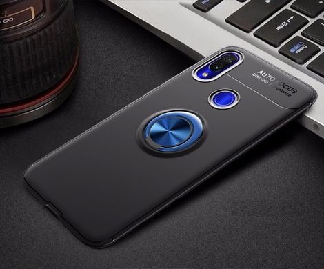 Чехол TPU Ring для Xiaomi Redmi Note 7 / Note 7 Pro бампер оригинальный с кольцом Black-Blue