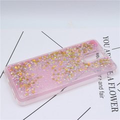 Чехол Glitter для Meizu M6 Note Бампер Жидкий блеск звезды розовый