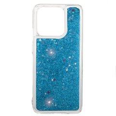 Чехол Glitter для Xiaomi Redmi 10C бампер жидкий блеск аквариум синий