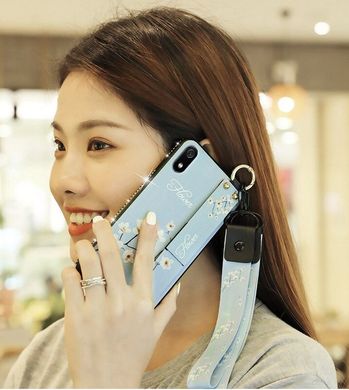 Чехол Lanyard для Xiaomi Redmi 7A бампер с ремешком Blue