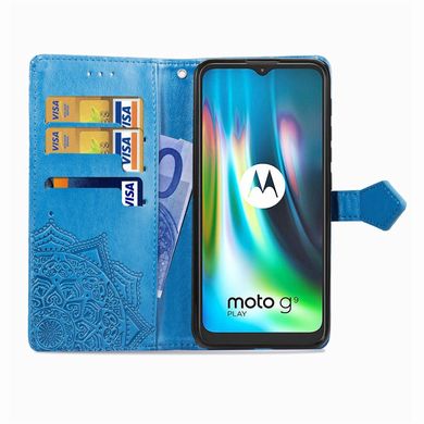 Чехол Vintage для Motorola Moto E7 Plus книжка кожа PU с визитницей голубой