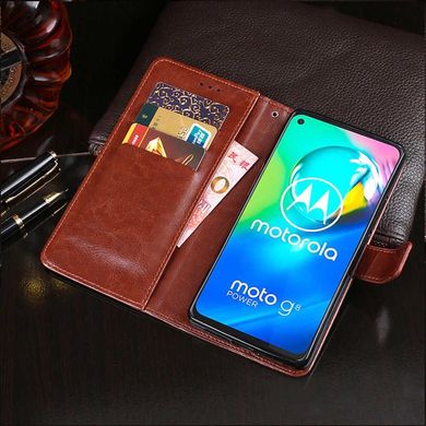 Чехол Idewei для Motorola Moto G8 Power книжка кожа PU с визитницей коричневый