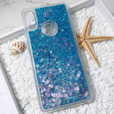 Чехол Glitter для Huawei P Smart 2019 / HRY-LX1 бампер жидкий блеск синий