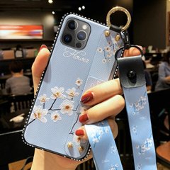 Чехол Lanyard для Iphone 12 Pro бампер с ремешком Blue