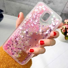 Чехол Glitter для Samsung Galaxy J3 2017 / J330F Бампер Жидкий блеск сердце розовый