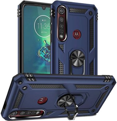 Чохол Shield для Motorola One Macro / XT2016-1 протиударний Бампер з підставкою Dark-Blue