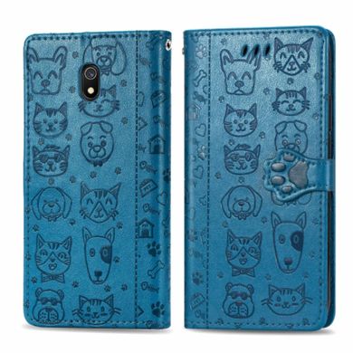 Чохол Embossed Cat and Dog для Xiaomi Redmi 8A книжка шкіра PU Blue