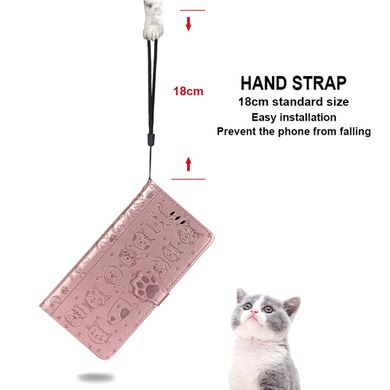 Чехол Embossed Cat and Dog для Xiaomi Redmi Note 9 книжка кожа PU с визитницей розовое золото