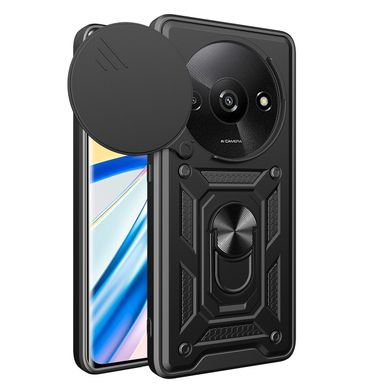 Чехол Hide Shield для Xiaomi Redmi A3 бампер противоударный с подставкой кольцом Black