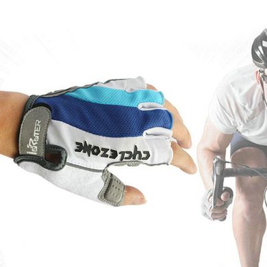 Перчатки велосипедные Cyclezone гелевые беспалые вело велоперчатки White-Blue XL