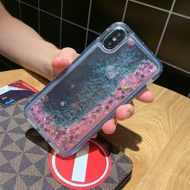 Чохол Glitter для Iphone XS Бампер Рідкий блиск Серце Рожевий