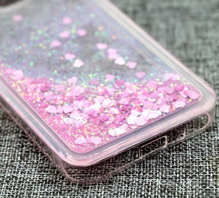 Чехол Glitter для Samsung Galaxy J3 2017 / J330F Бампер Жидкий блеск сердце розовый