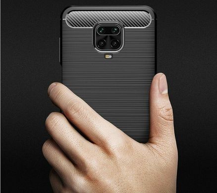 Чехол Carbon для Xiaomi Redmi Note 9S защитный бампер Black